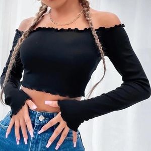 PacSun ruffle off shoulder long sleeve top
